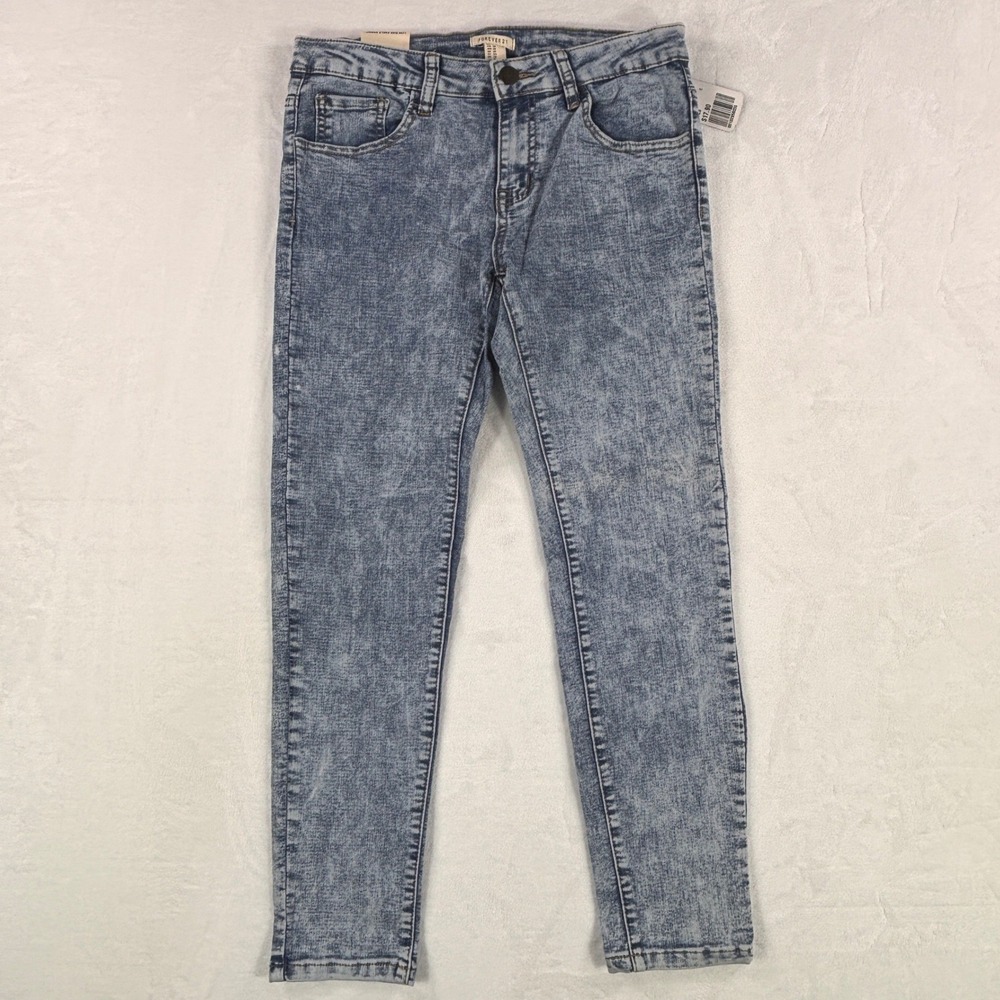Forever 21 Women Blue Acid Wash Low Rise Ankle Skinny Jeans Size 28 NWT